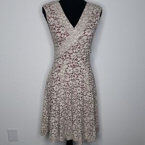 Maeve Anthropologie Women Floral Lace Surplice Fit & Flare Dress Size S Romantic